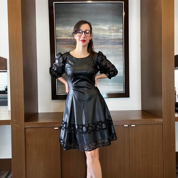 Black Faux Leather New Dress NWT - Picture 4 of 4